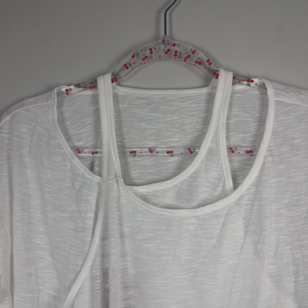 Halara NWT Relaxed 2-in-1 Yoga Tee White Burnout T-Shirt Gym Size Small Relaxed - Picture 3 of 11